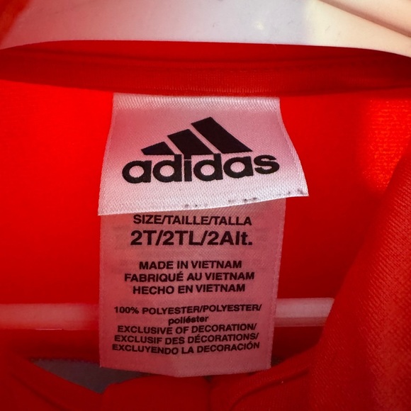 ๐งก๐ adidas Toddler Track Jacket Size 2T Red Navy Gray Full Zip - Picture 3 of 4